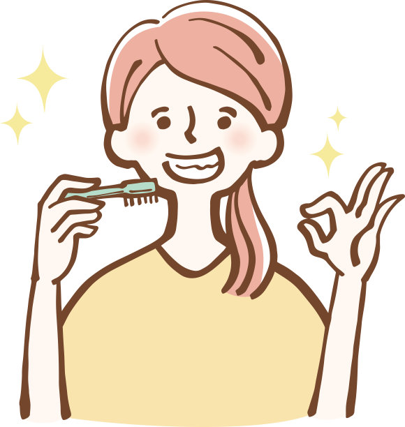 一个正在刷牙的女人的插图图片下载