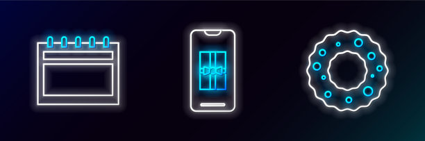 设定线圣诞花环日历和智能手机图片下载