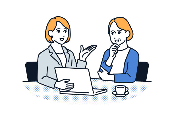 矢量插图材料的高级妇女咨询一个穿西装的妇女图片下载