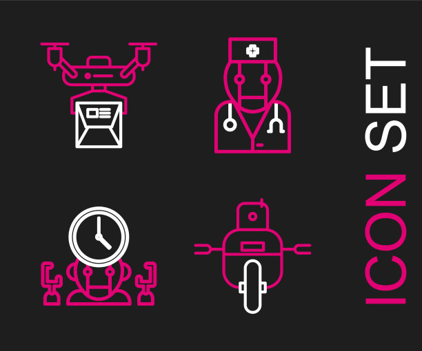 设置直线机器人和数字时间管理医生图片下载