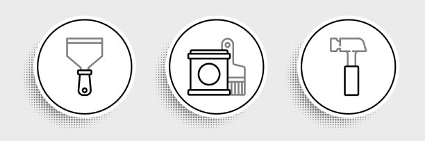 设置线锤油灰刀和油漆桶和图片下载