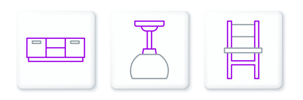 设线椅、家具、床头柜和台灯图片下载