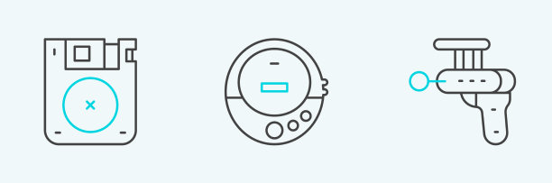 设置线射线枪软盘和音乐CD播放机图片下载