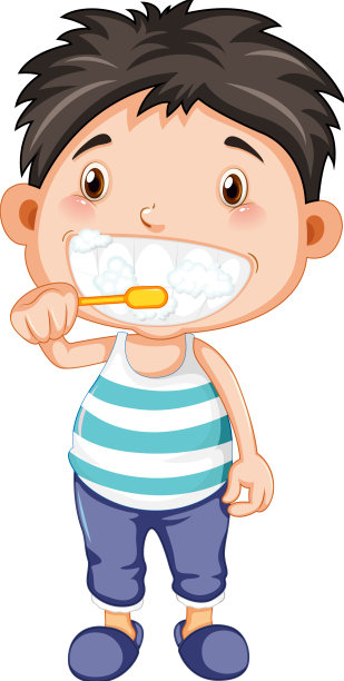 男孩卡通刷牙图片下载