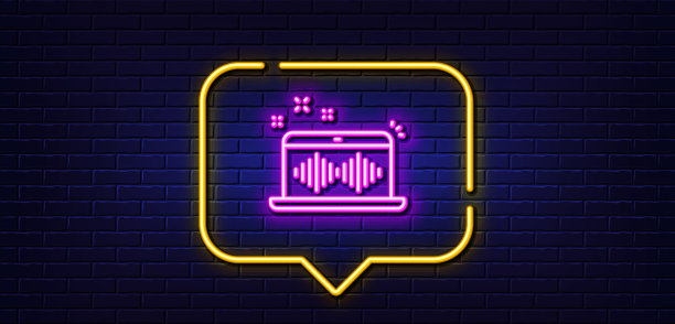 音乐制作线图标DJ应用程序标识霓虹灯图片下载