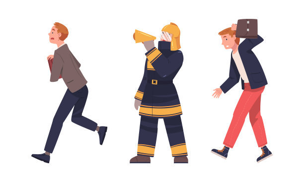 火灾紧急情况，消防队员向人们发出警告图片下载