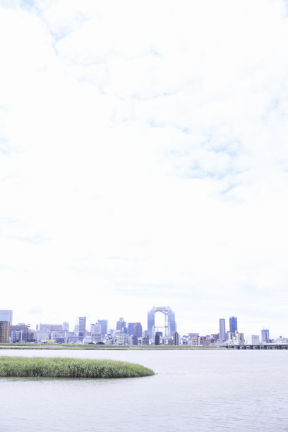 从Yodo河床看大阪喜多区图片下载