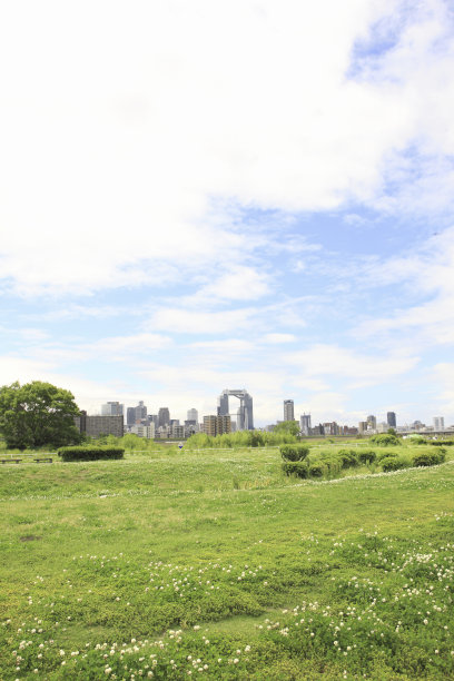 从Yodo河床看大阪喜多区图片下载
