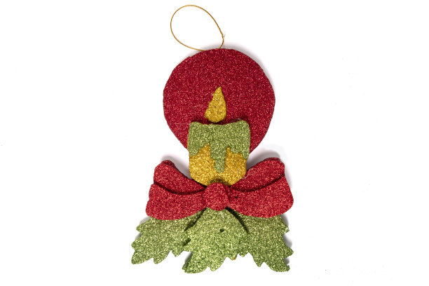 蜡烛圣诞玩具孤立在白色背景图片下载