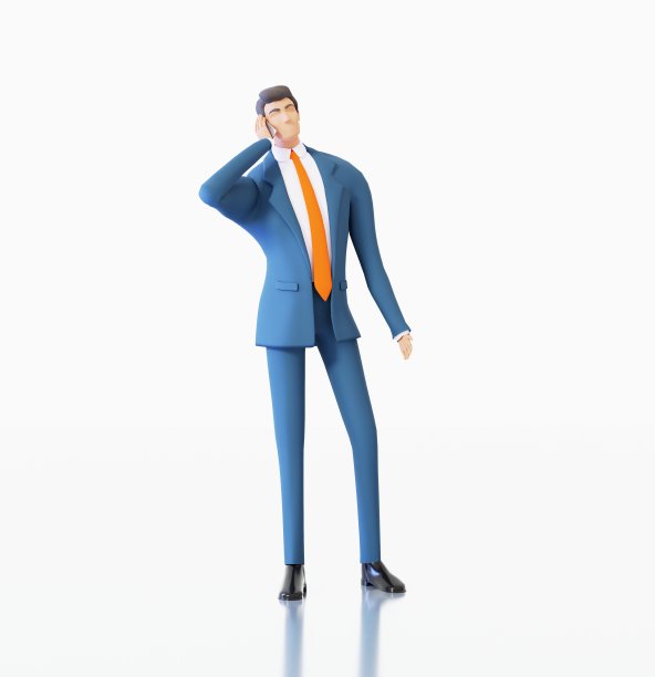 西装革履的成功商人在打电话。3 d渲染图图片下载