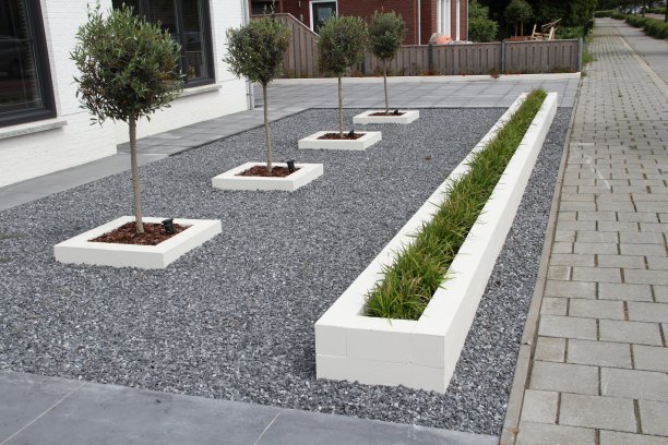 有石头和植物的现代前院图片下载