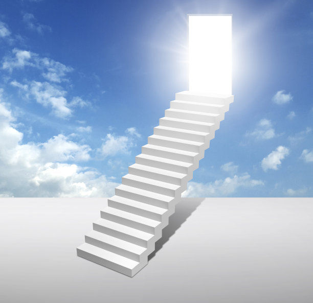 出口门，楼梯，金融观念，企业管理还是锻炼决心，努力走向成功。三维渲染图片下载