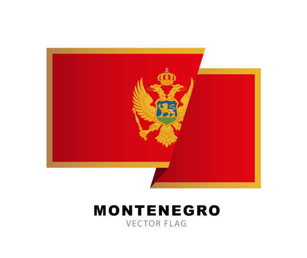 黑山国旗的彩色标志。黑山共和国的国旗。矢量插图孤立在白色背景上。图片下载