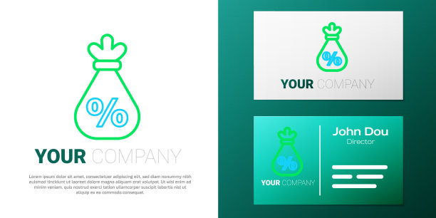 线钱袋与百分比图标隔离在白色图片下载