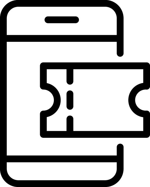 在智能手机矢量图标在线购票。概要电话巴士标志符号的网页设计孤立的白色背景图片下载