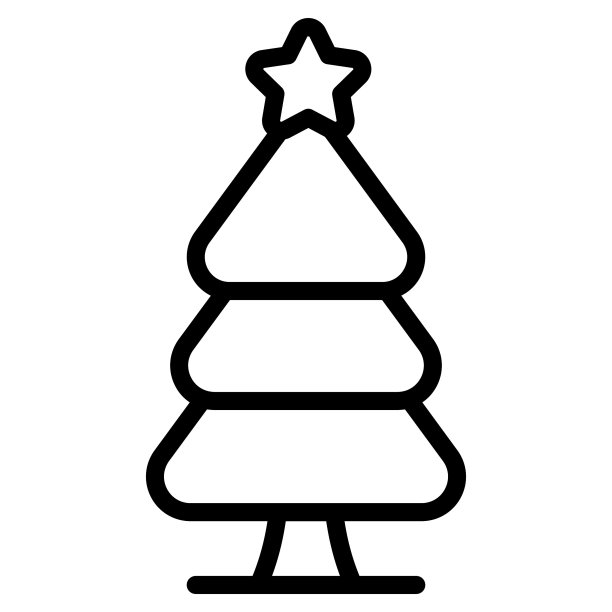 松树的象征，圣诞节和庆祝活动。大纲符号集合。可编辑的矢量设计图片下载