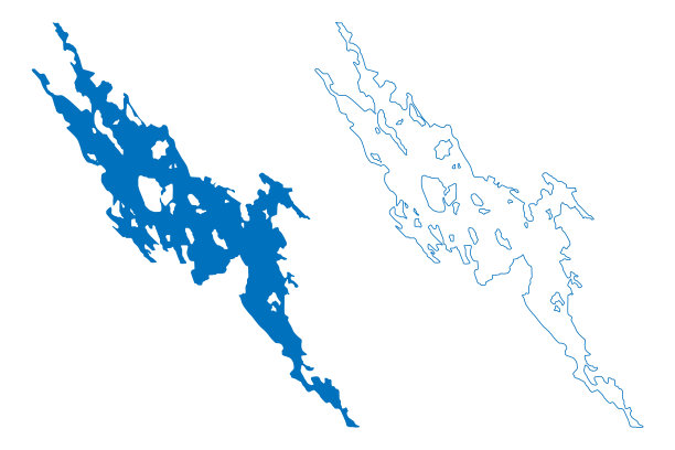 Pielinen湖(芬兰共和国)地图矢量插图，涂鸦素描Pielisjärvi或Pielisjarvi地图图片下载