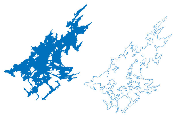 伊纳里湖(芬兰共和国)地图矢量插图，涂鸦素描Inarijärvi或Inarinjärvi地图图片下载