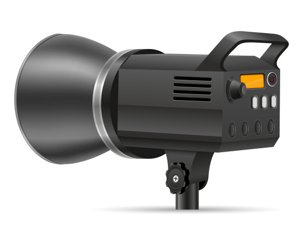 Flash用于摄影工作室矢量插图中的三脚架上的软盒图片下载