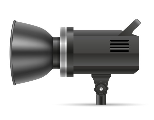 Flash用于摄影工作室矢量插图中的三脚架上的软盒图片下载