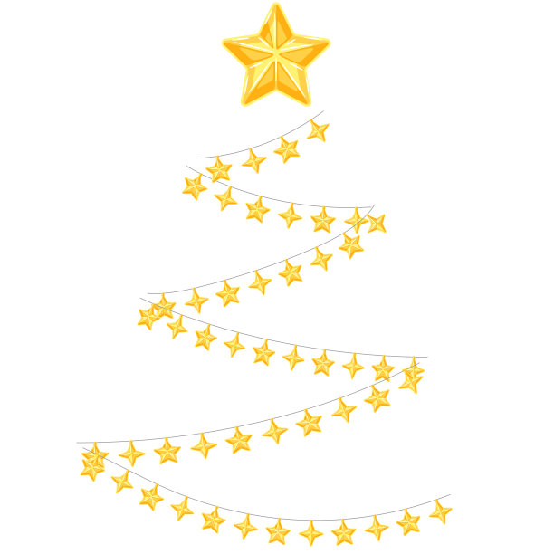 圣诞树花环上的星星灯泡。圣诞和新年快乐的装饰。图片下载