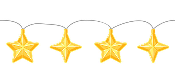 星形灯泡的花环插图。圣诞和新年快乐的装饰。图片下载