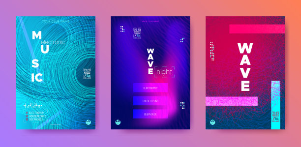 电子音乐海报套装。图片下载