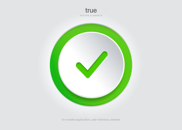 是的。选中标记和选中图标。批准检查和真实的图标。设质量标志，绿色勾。批准3d艺术矢量颜色图标的移动应用程序，网站，演示，UI Ux。按钮。图片下载