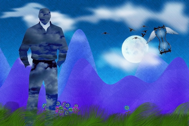 超现实景观中的隐形人图片下载