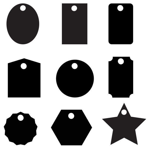 白色背景上的圆圈标签。带绳的空白硬纸板购物标签。平的风格。图片下载