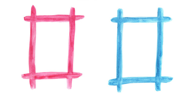 广场水彩框架。粉色和蓝色画框水彩图片下载