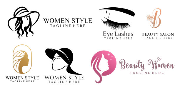 系列女性美容美发沙龙标志设计图片下载