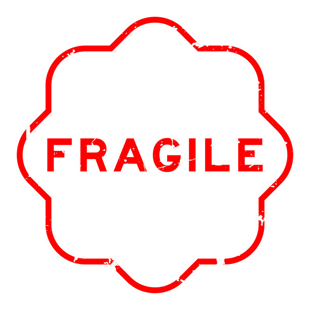 垃圾红易碎字橡胶印章邮票在白色背景图片下载