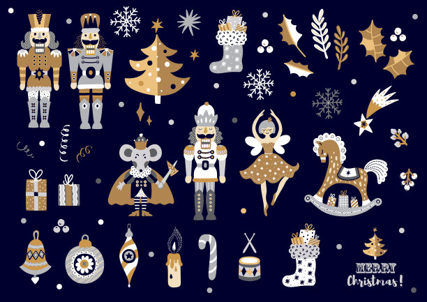 金胡桃夹子。集。图片下载