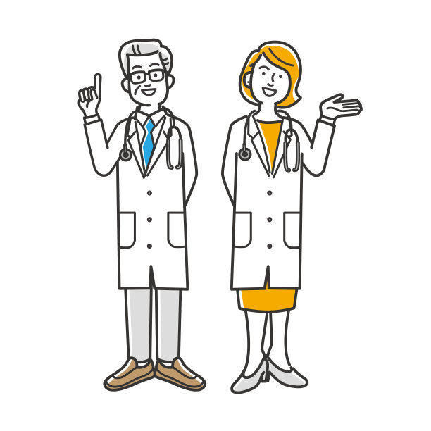 男女医生用手势表达的插图图片下载