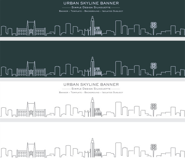 塔尔萨单线天际线轮廓横幅图片下载