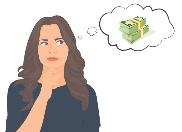 考虑如何赚钱的年轻女性图片下载