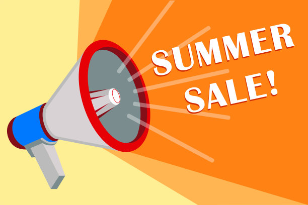 大声说话。夏季折扣。广告横幅图片下载