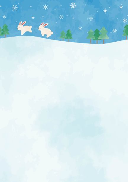 可爱的兔子和冬天的背景插画图片下载