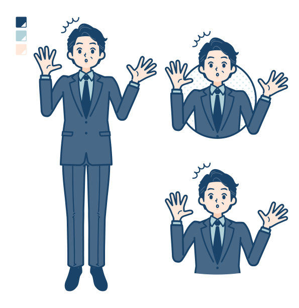 一个中年商人，穿着西装，画着惊奇的图画图片下载