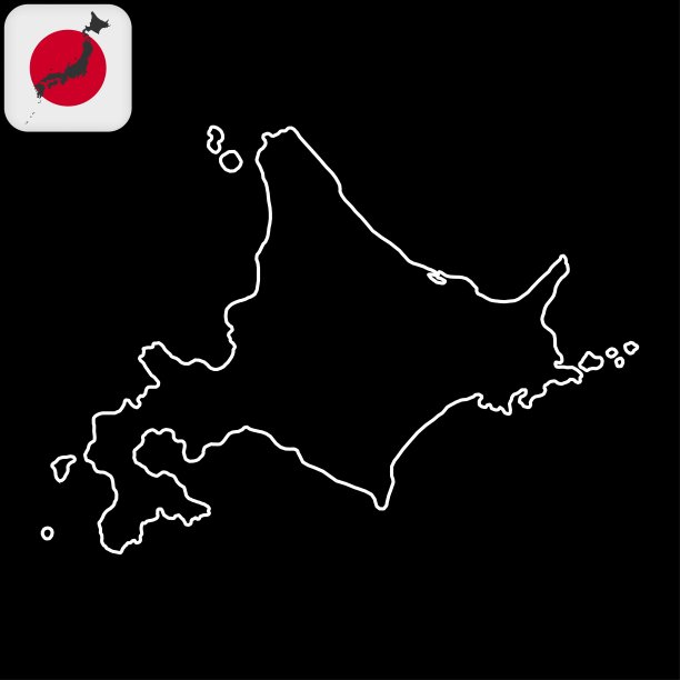北海道地图，日本地区。矢量图图片下载