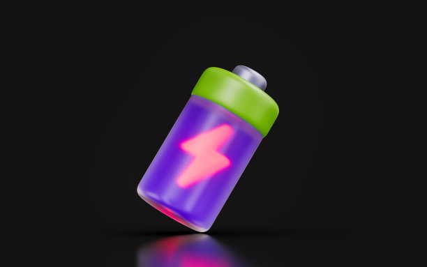 电池标牌在黑暗背景3d渲染概念充电电池图片下载