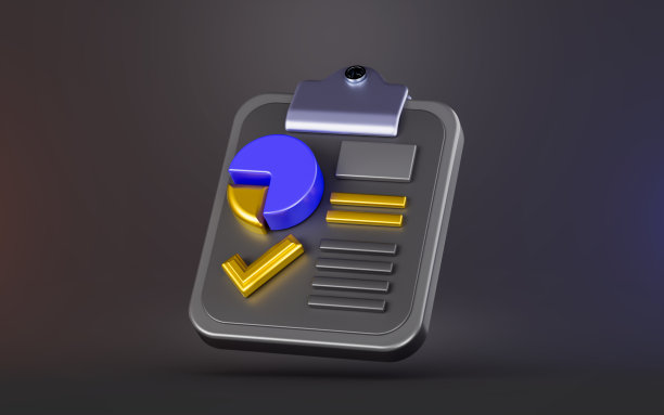 剪贴板与饼复选标记标记的黑暗背景3d渲染图片下载