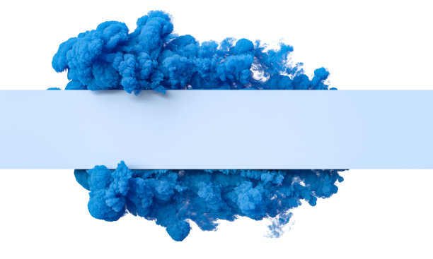 蓝色的云围绕着白色背景上的蓝色横幅。图片下载