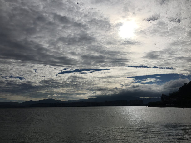 日出时洱海的水面图片下载