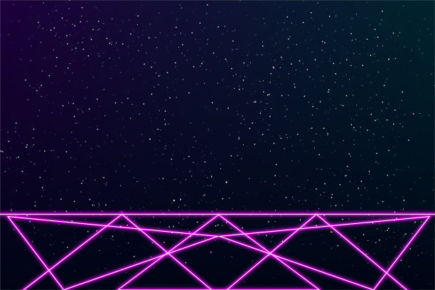 复古赛博朋克风格科幻抽象背景未来与激光网格景观。3D插图图片下载