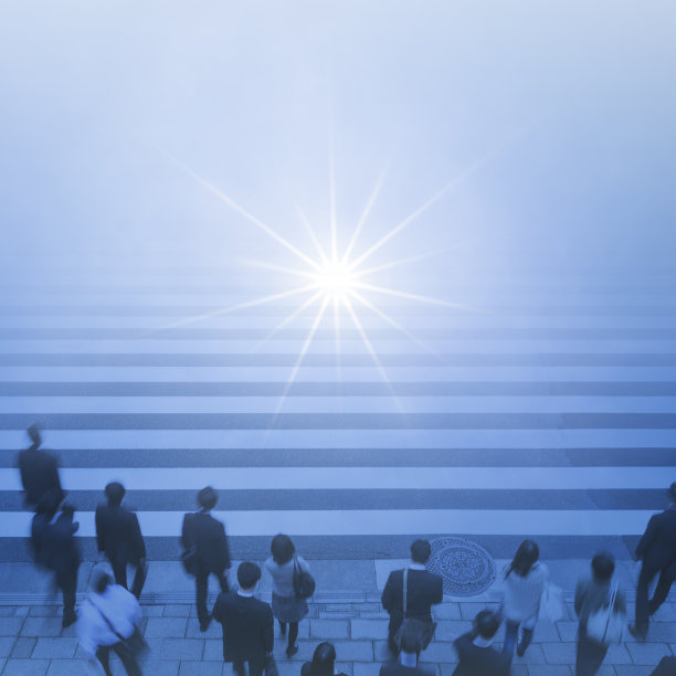 通勤者和阳光的数字合成图像图片下载