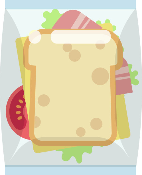 三明治在午餐包装食品塑料袋卡通图片下载