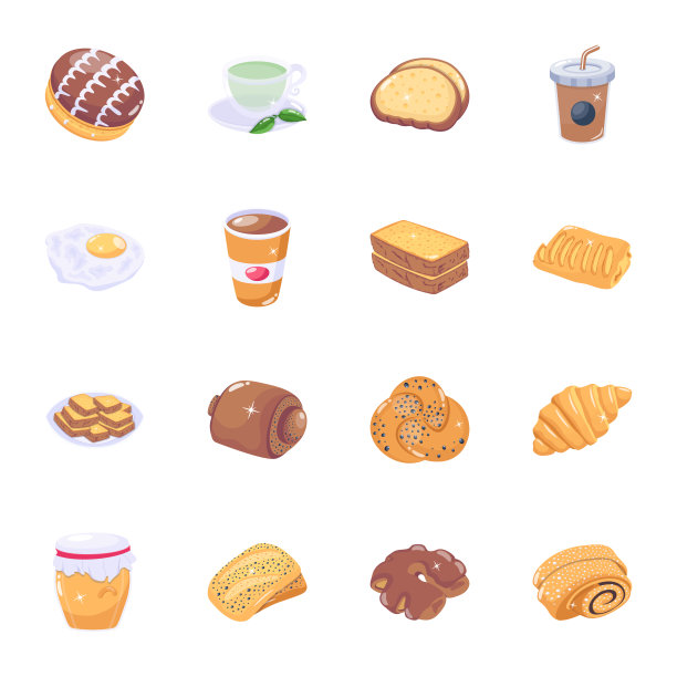 包烘焙食品平面图标图片下载