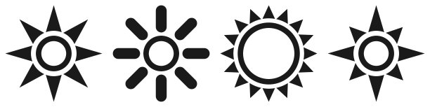 太阳矢量图标。太阳图标集合。矢量图图片下载